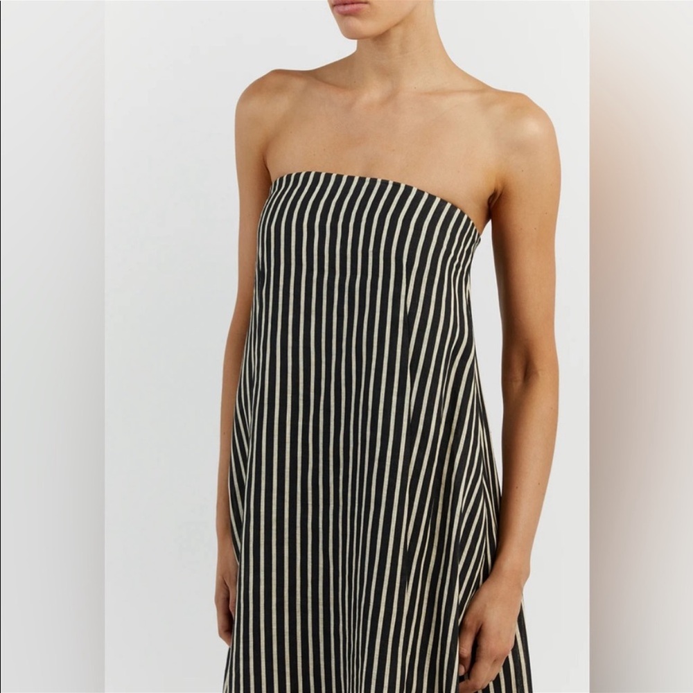RORY BLACK LINEN MIDI DRESS - Picture 7 of 8